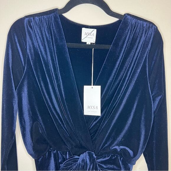 MISA Velvet Ophelie Sheath Navy Mini Dress Size S / Small - Picture 5 of 10